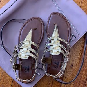 KALLI || Gold and Brown Buckle Sandal